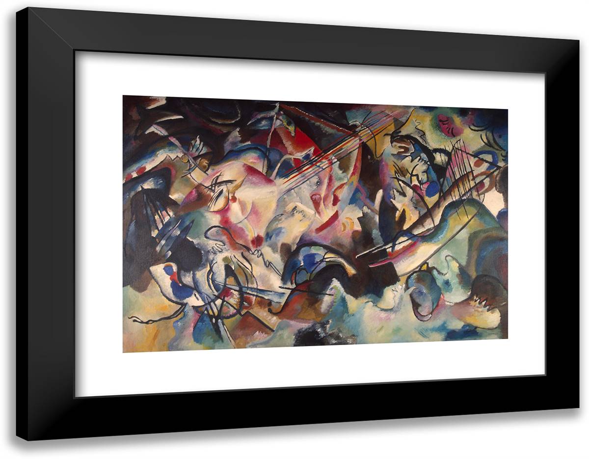 Composition VI 24x19 Black Modern Wood Framed Art Print Poster by Kandinsky, Wassily