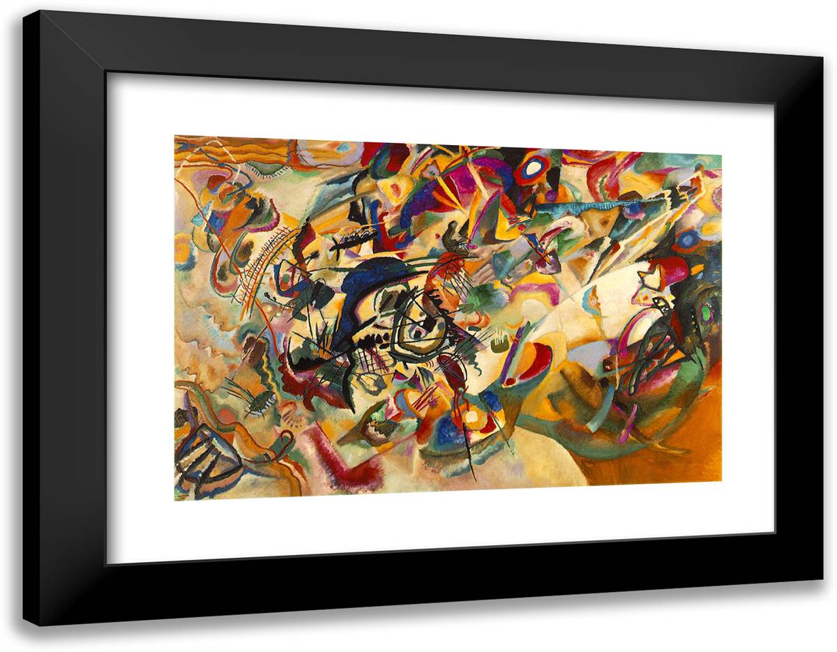 Composition VII 24x19 Black Modern Wood Framed Art Print Poster by Kandinsky, Wassily