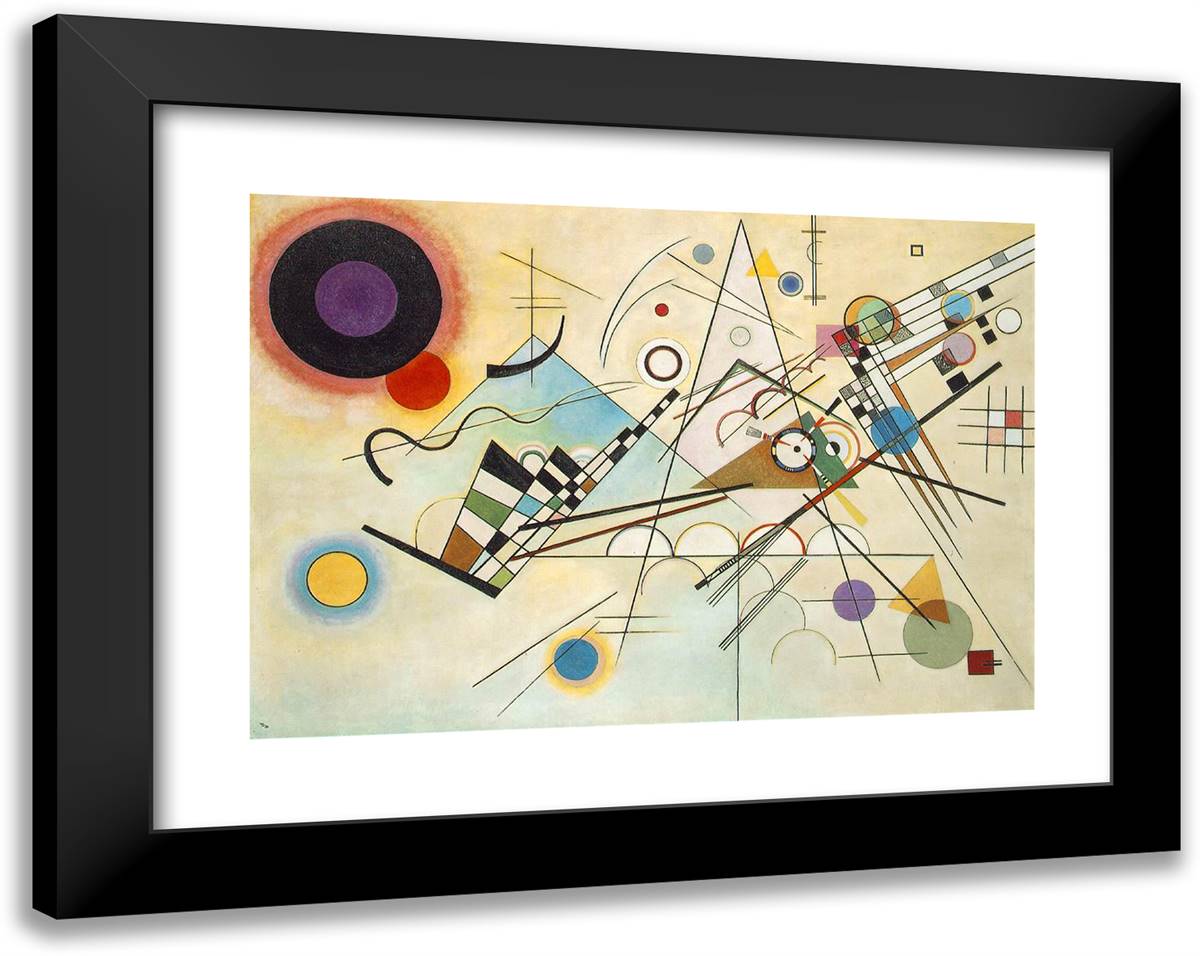 Composition VIII 24x19 Black Modern Wood Framed Art Print Poster by Kandinsky, Wassily