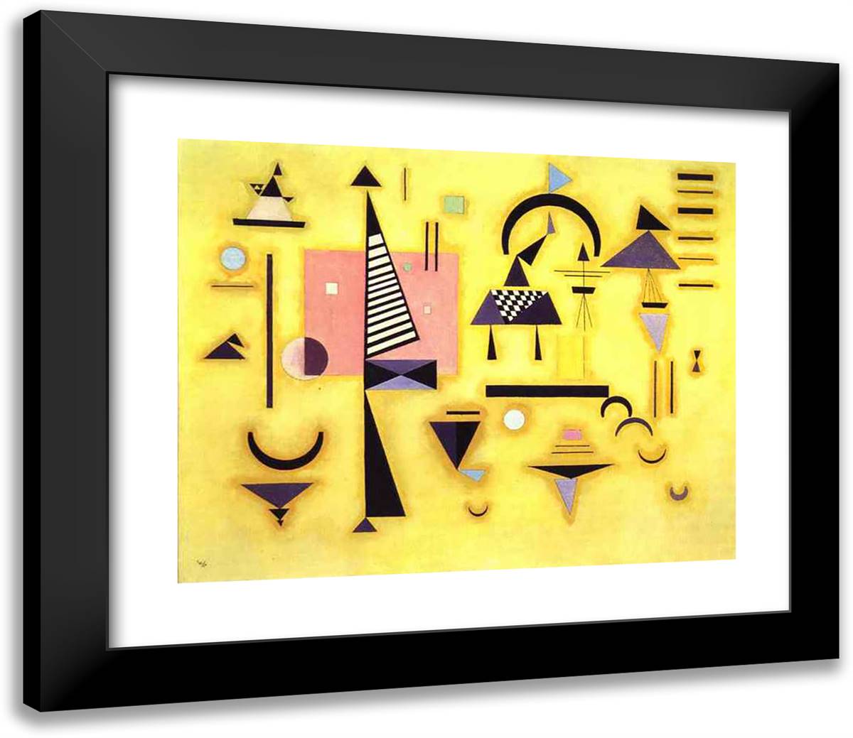 Decisive Pink 23x20 Black Modern Wood Framed Art Print Poster by Kandinsky, Wassily