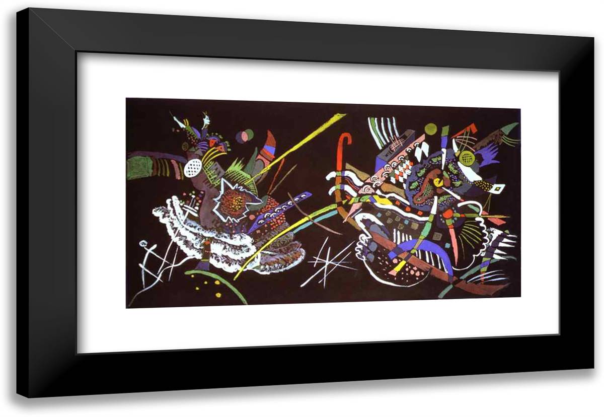 Draft for Mural in the Unjuried Art Show, Wall B 24x17 Black Modern Wood Framed Art Print Poster by Kandinsky, Wassily