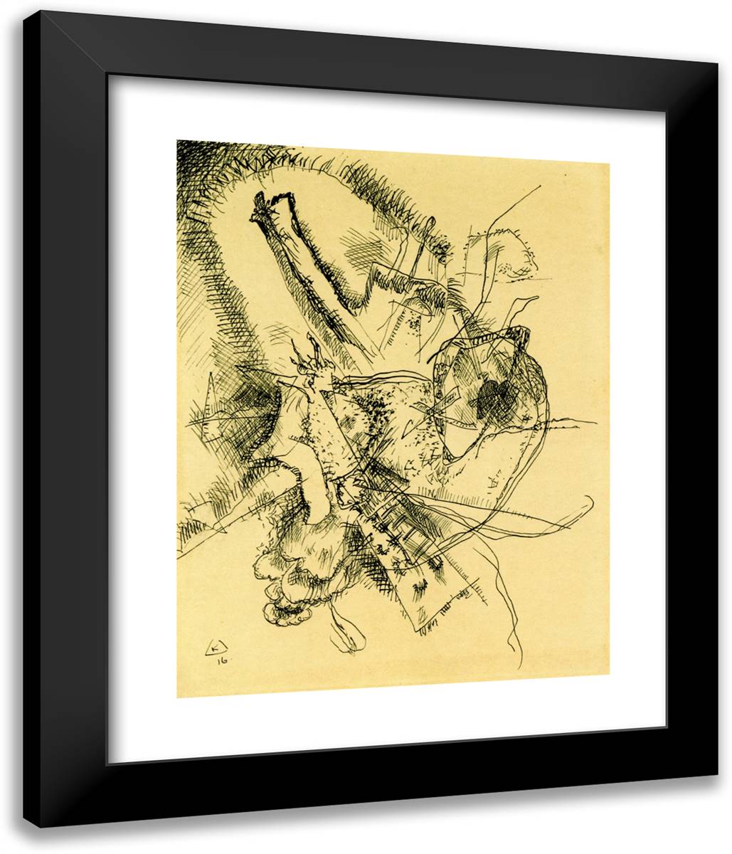 Drawing for Etching II 20x24 Black Modern Wood Framed Art Print Poster by Kandinsky, Wassily