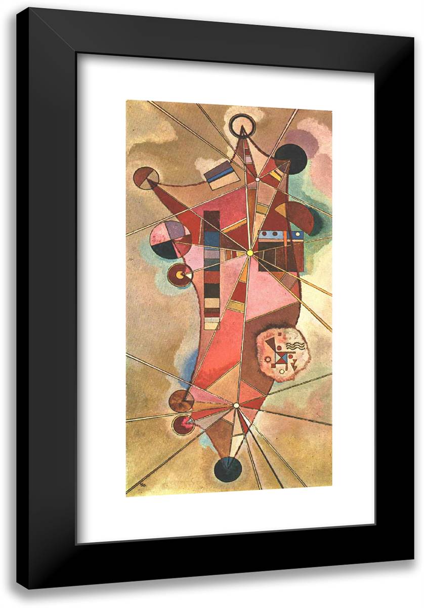 Fixed Points 16x24 Black Modern Wood Framed Art Print Poster by Kandinsky, Wassily