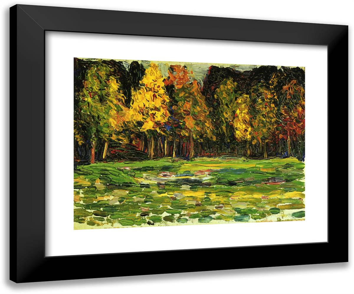 Forest Edge 24x20 Black Modern Wood Framed Art Print Poster by Kandinsky, Wassily