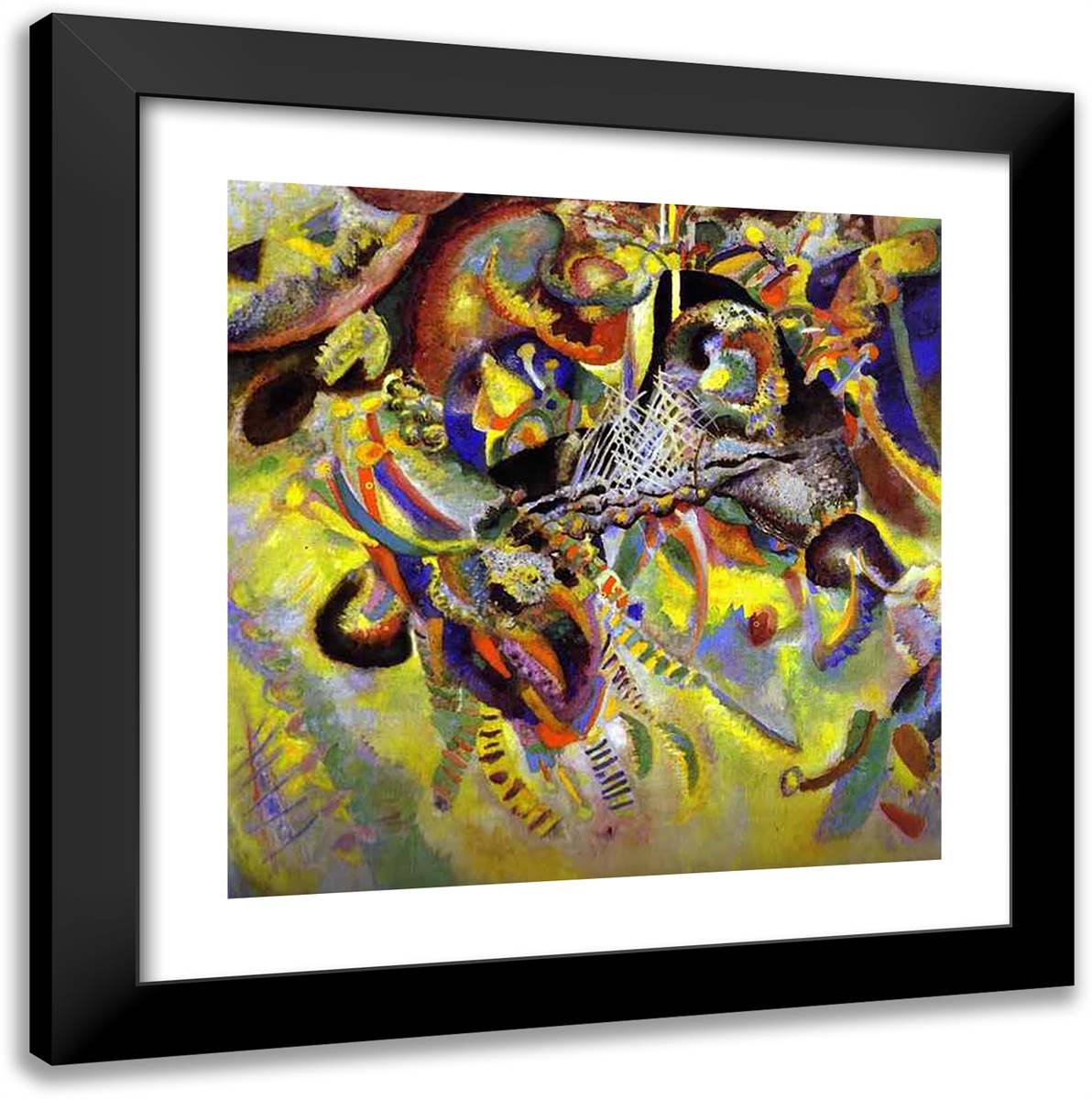 Fugue 20x20 Black Modern Wood Framed Art Print Poster by Kandinsky, Wassily