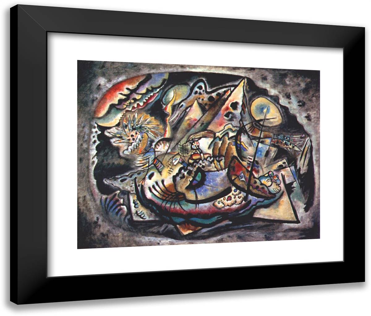 Grey Oval 24x20 Black Modern Wood Framed Art Print Poster by Kandinsky, Wassily