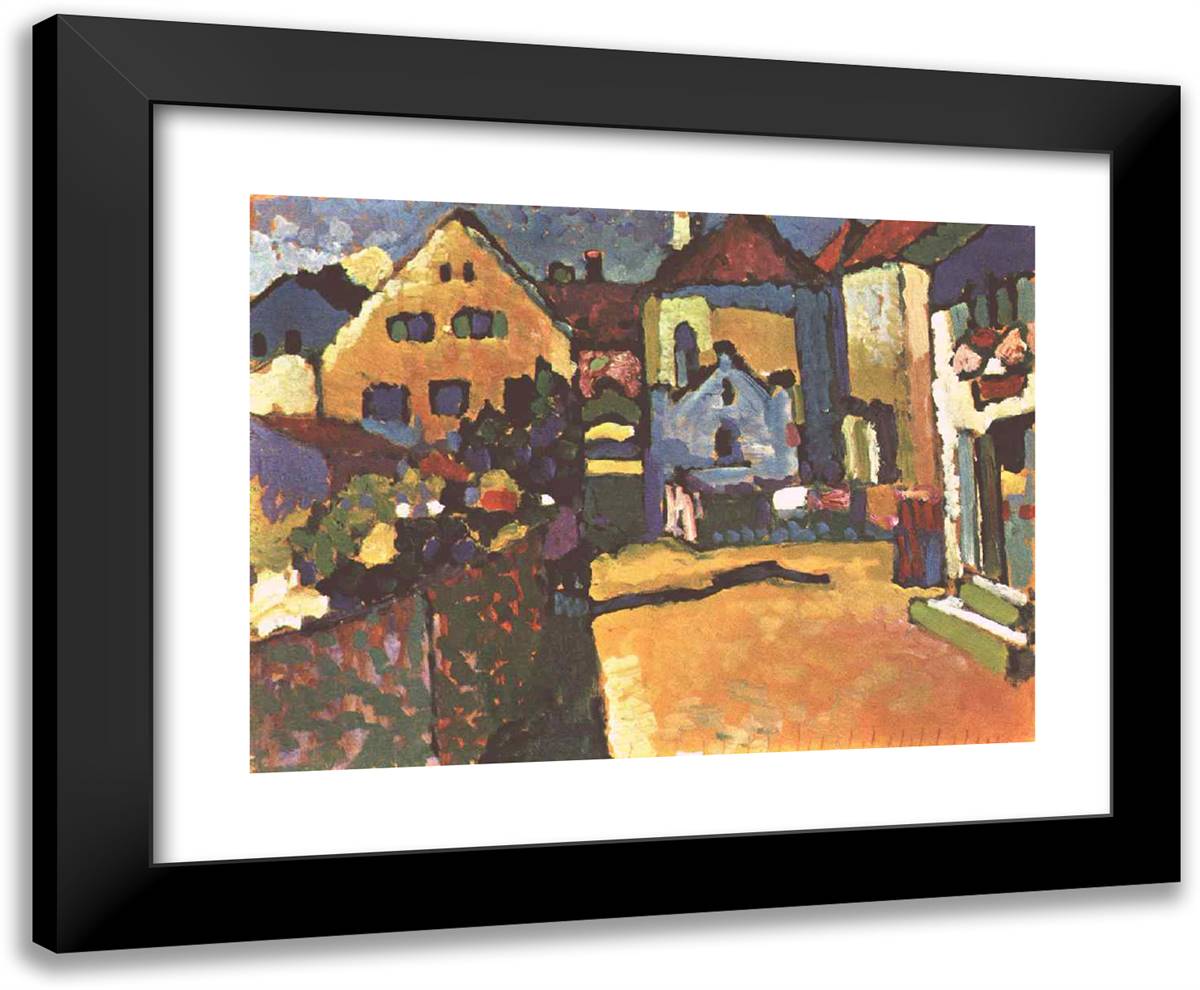 Grungasse in Murnau 24x20 Black Modern Wood Framed Art Print Poster by Kandinsky, Wassily