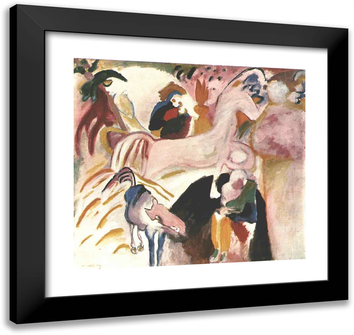 Horses 21x20 Black Modern Wood Framed Art Print Poster by Kandinsky, Wassily