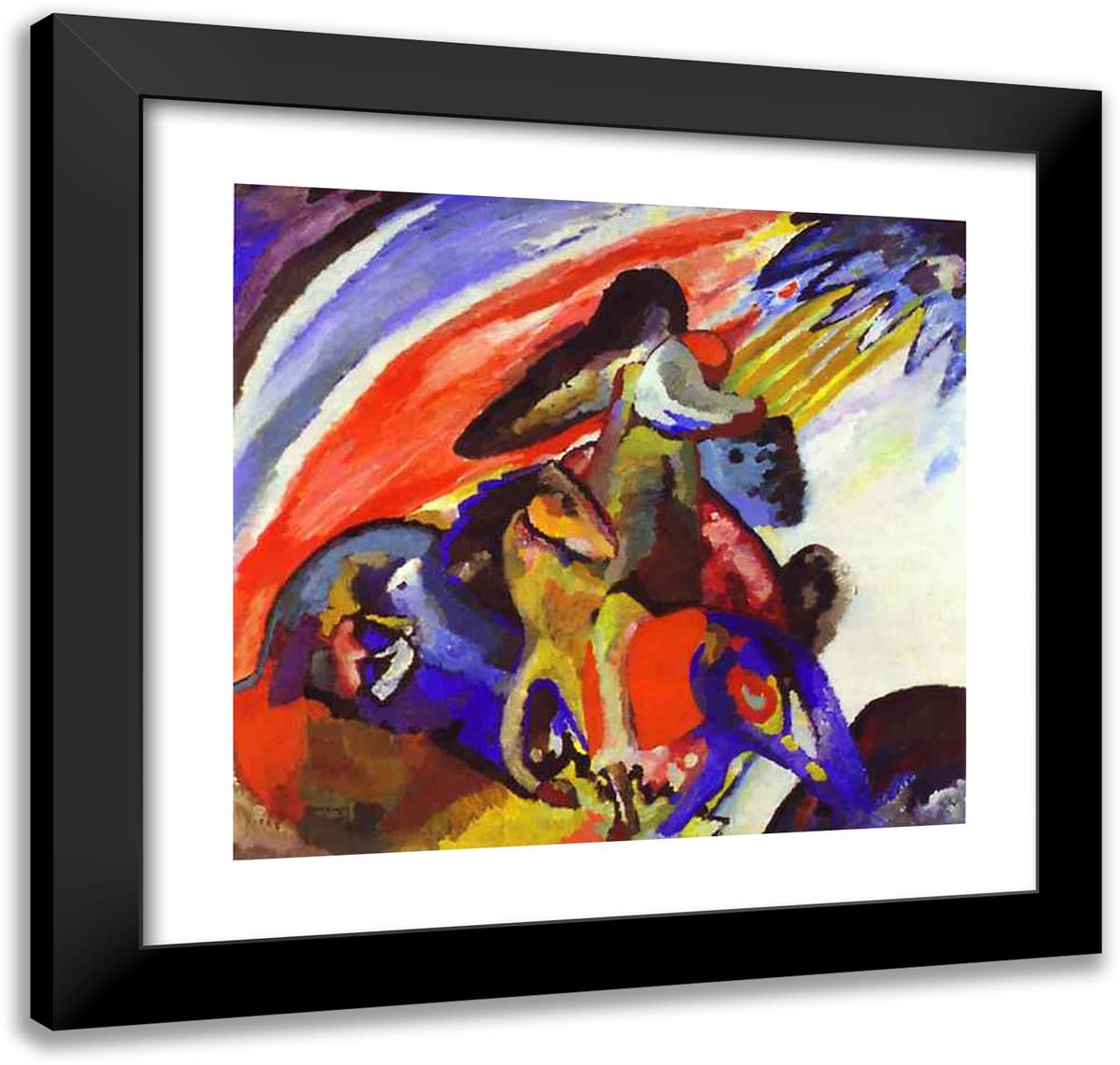 Improvisation 12 (Rider)  21x20 Black Modern Wood Framed Art Print Poster by Kandinsky, Wassily