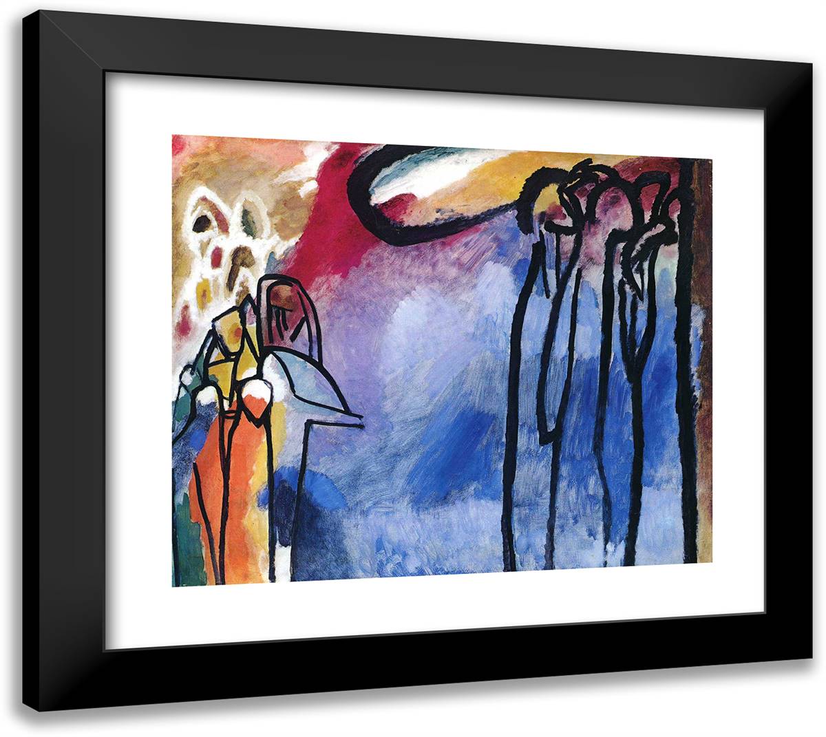 Improvisation 19 22x20 Black Modern Wood Framed Art Print Poster by Kandinsky, Wassily