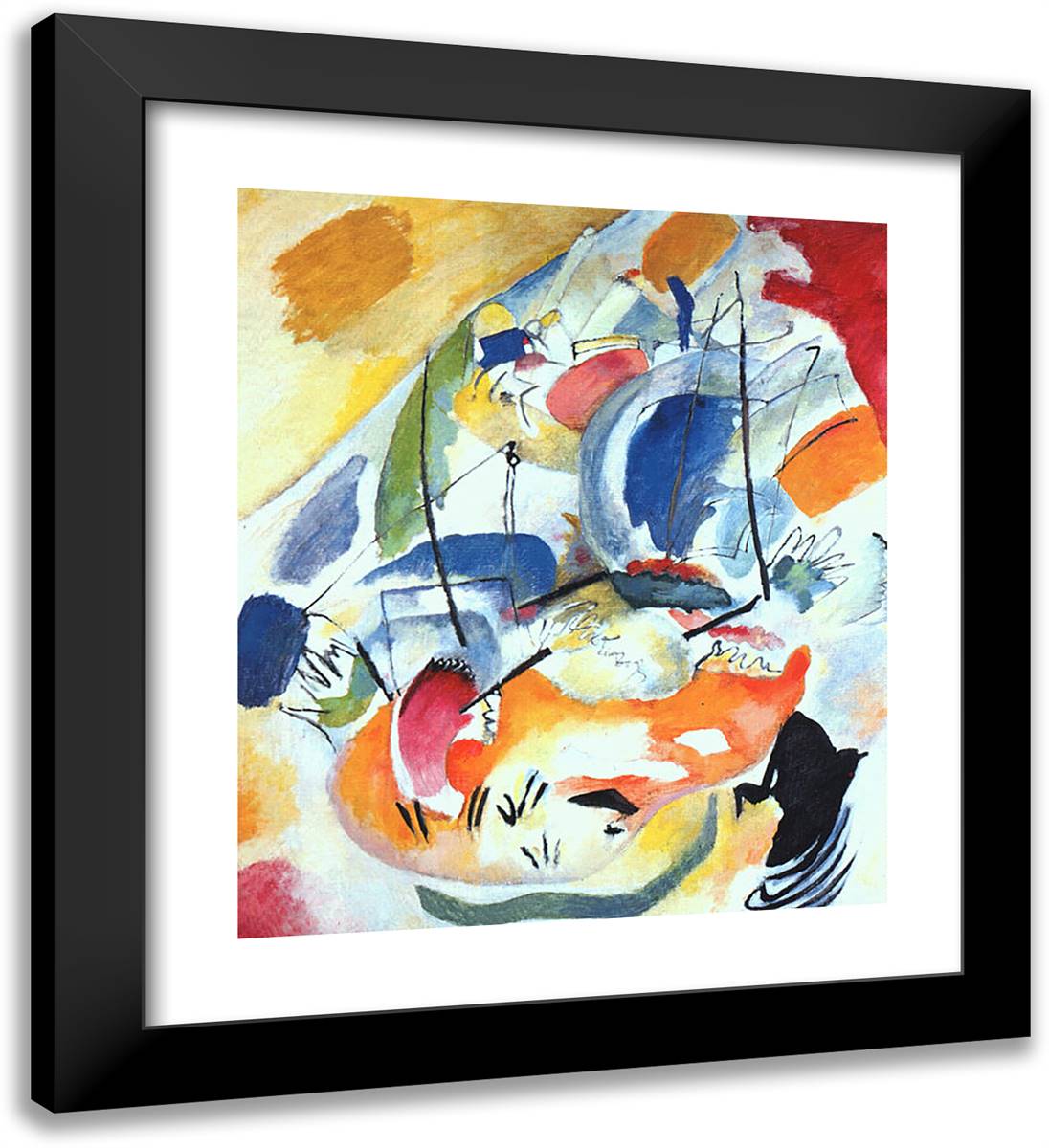 Improvisation 31 (Sea Battle) 20x22 Black Modern Wood Framed Art Print Poster by Kandinsky, Wassily