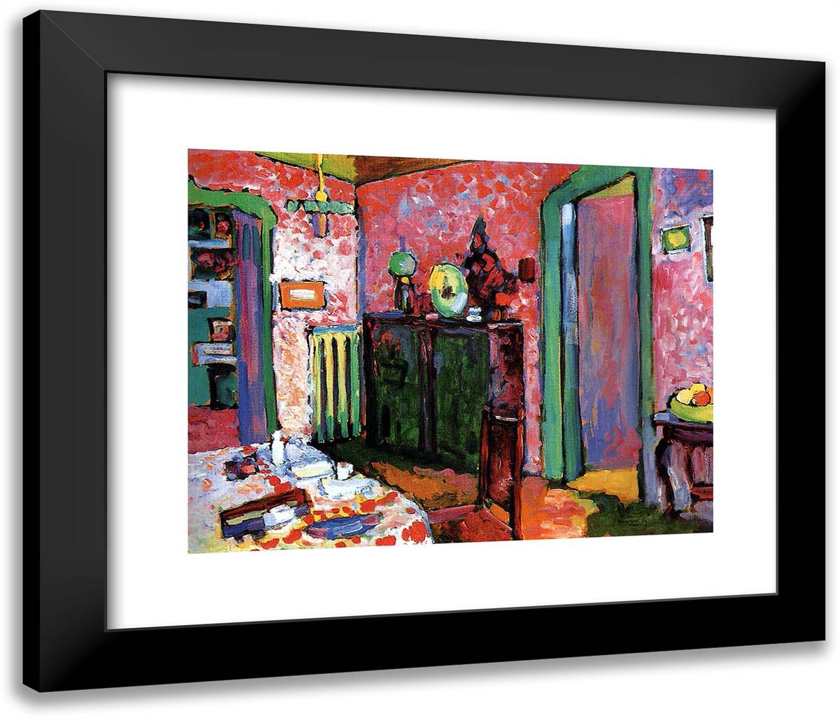 Interior (My Dining Room) 24x20 Black Modern Wood Framed Art Print Poster by Kandinsky, Wassily