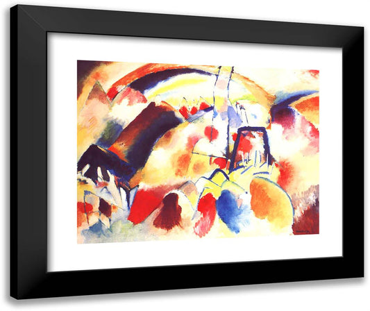 Landscape with Red Spots 24x20 Black Modern Wood Framed Art Print Poster by Kandinsky, Wassily