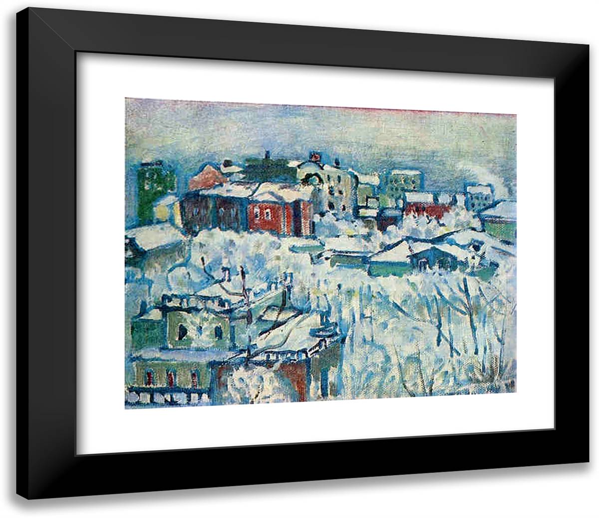 Moscow. Smolensky Boulevard. Study 23x20 Black Modern Wood Framed Art Print Poster by Kandinsky, Wassily