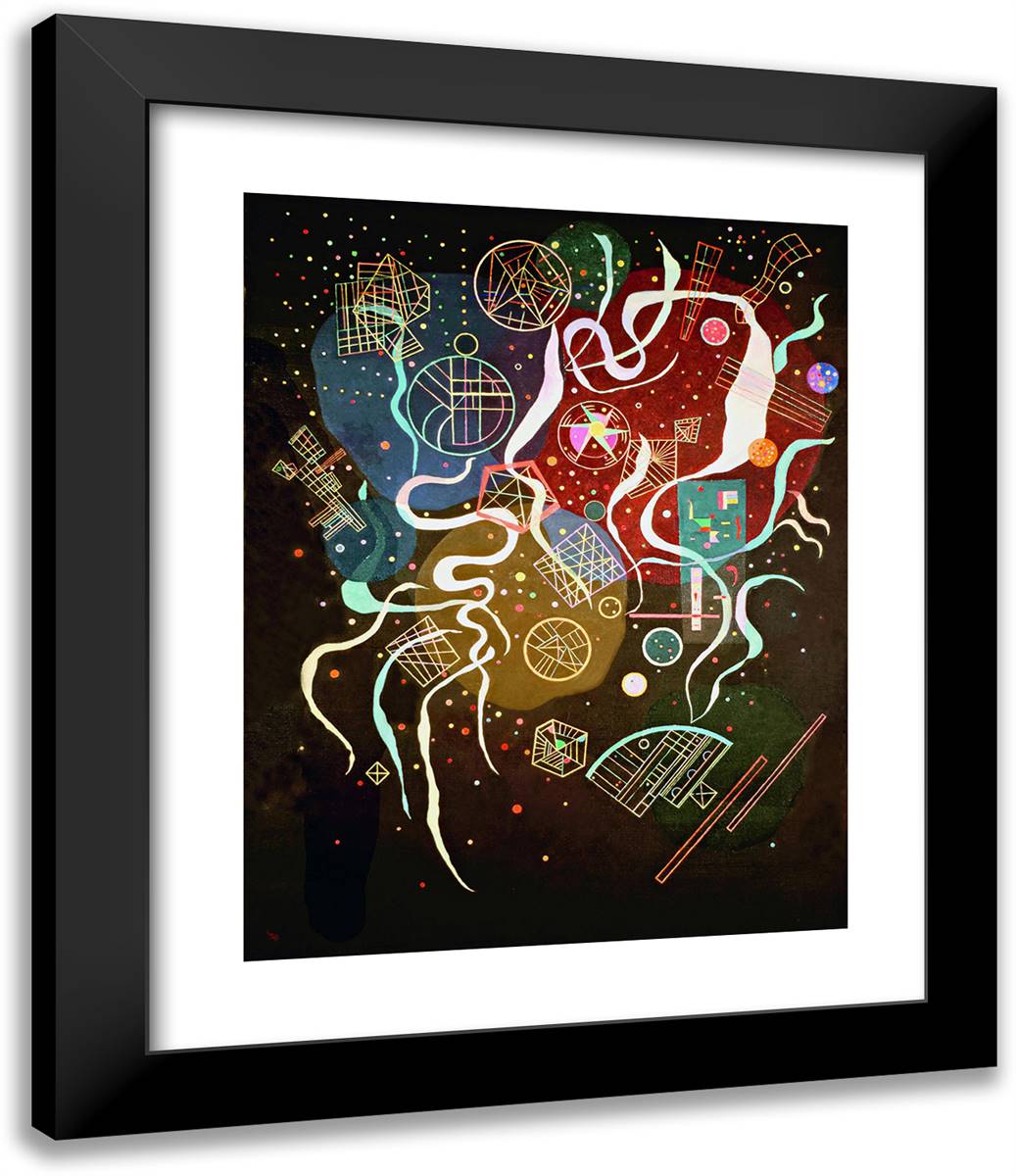 Movement I 20x24 Black Modern Wood Framed Art Print Poster by Kandinsky, Wassily