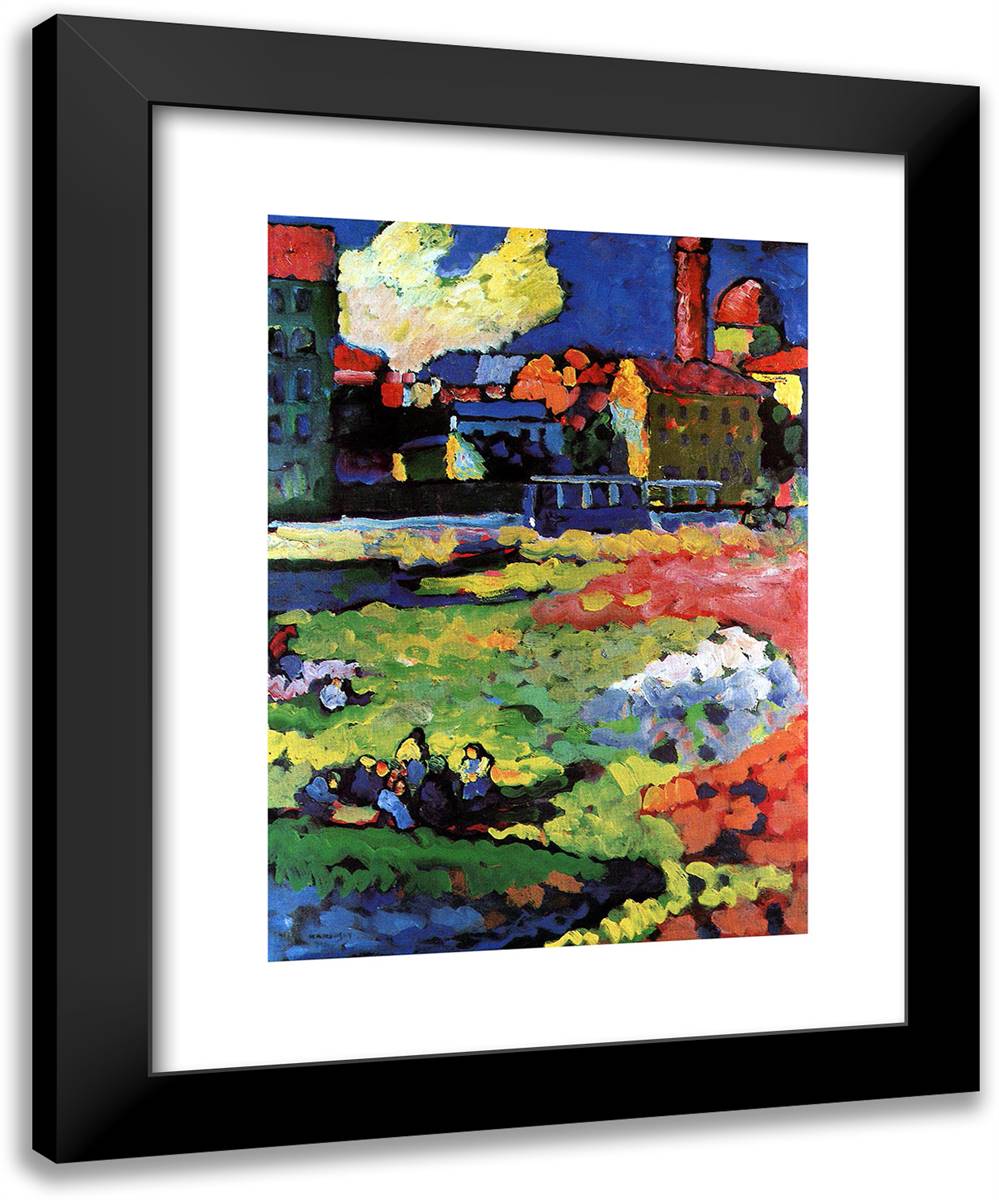 Munich-Schwabing with the Church of St. Ursula 19x24 Black Modern Wood Framed Art Print Poster by Kandinsky, Wassily