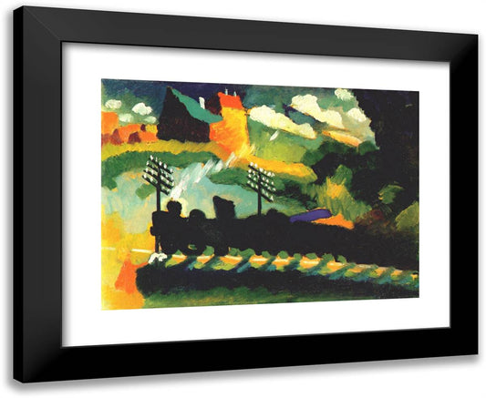 Murnau VIew with Railway and Castle 24x20 Black Modern Wood Framed Art Print Poster by Kandinsky, Wassily