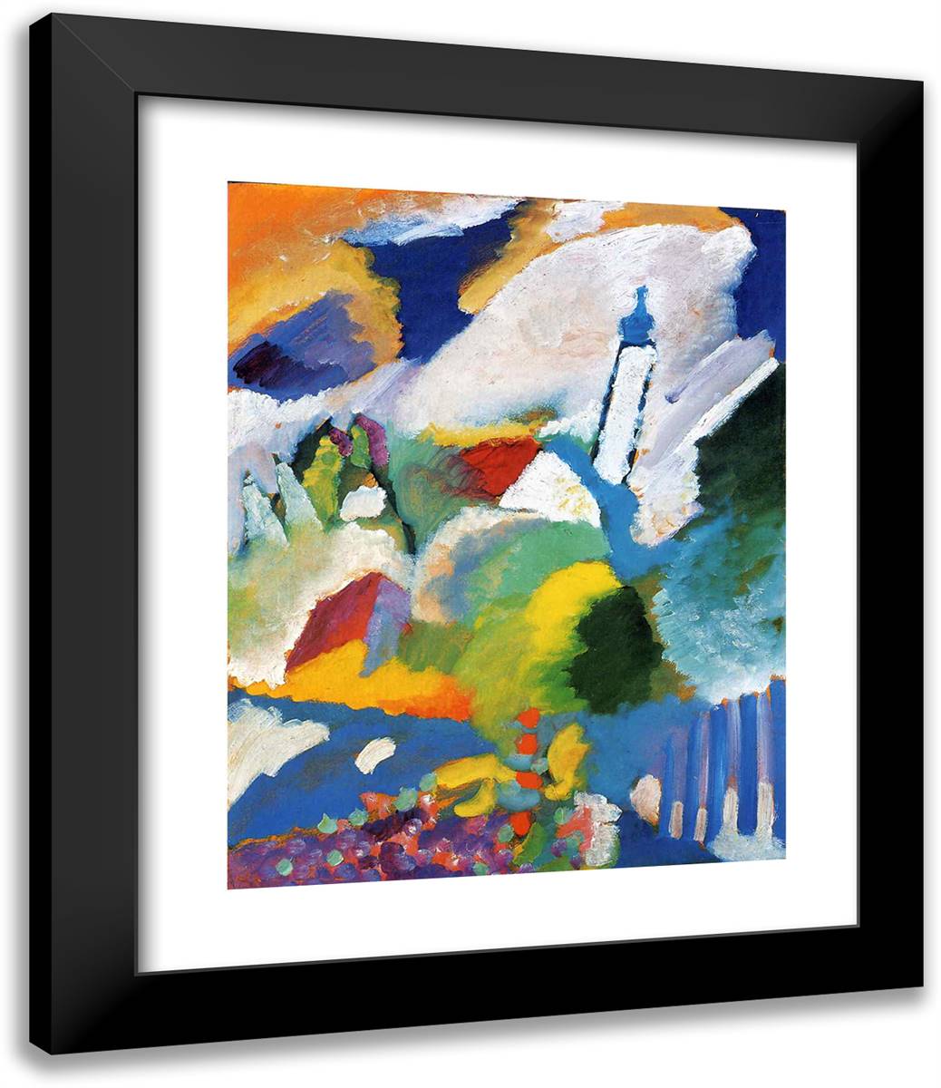 Murnau with a Church 20x24 Black Modern Wood Framed Art Print Poster by Kandinsky, Wassily