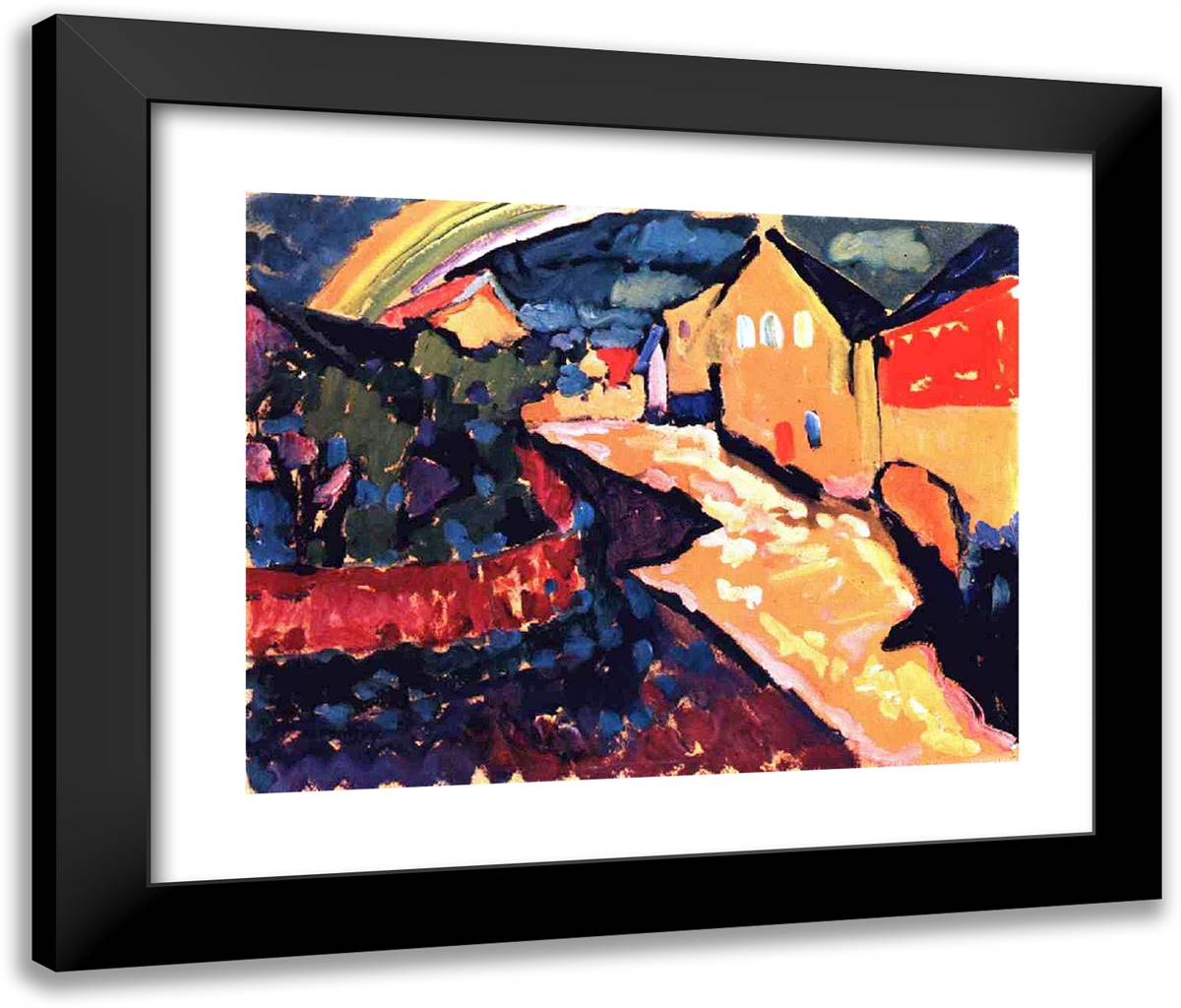 Murnau with Rainbow 24x20 Black Modern Wood Framed Art Print Poster by Kandinsky, Wassily