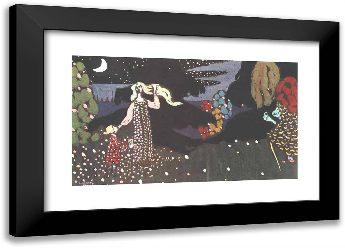 Night 24x17 Black Modern Wood Framed Art Print Poster by Kandinsky, Wassily