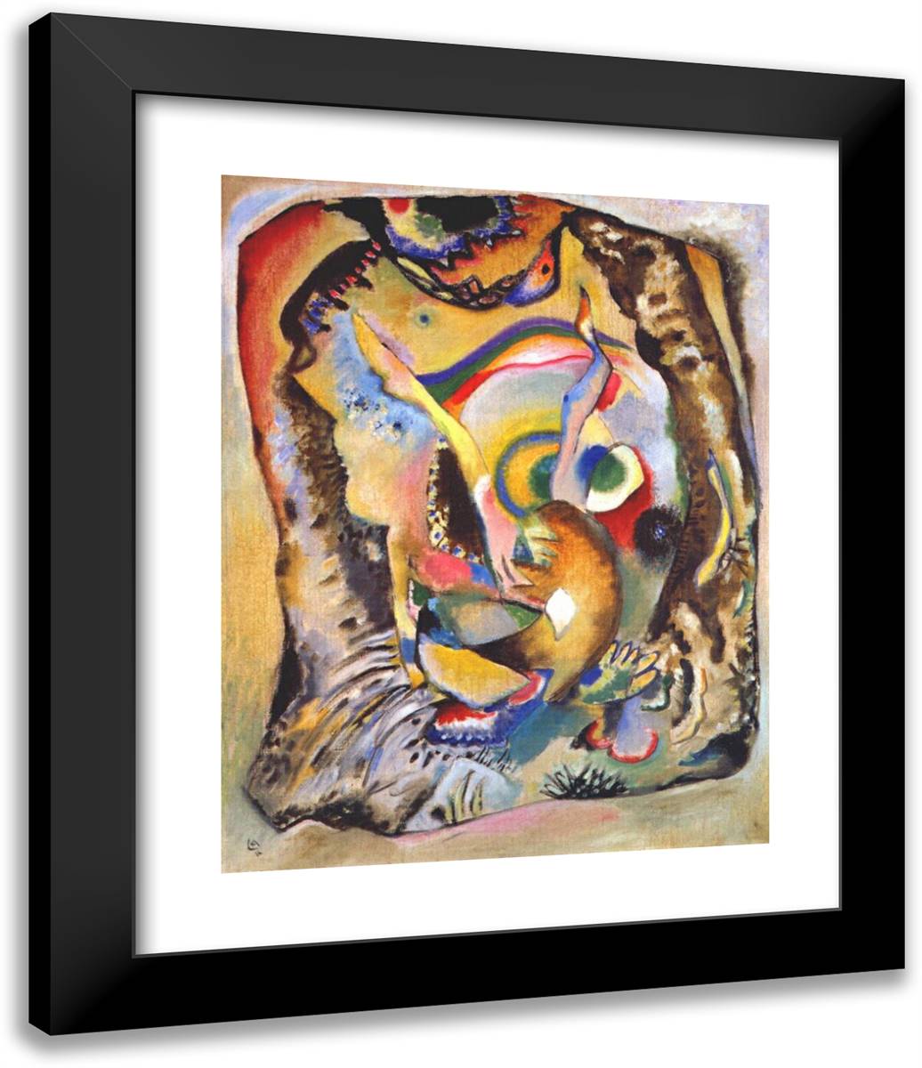 Painting on Light Ground 20x24 Black Modern Wood Framed Art Print Poster by Kandinsky, Wassily