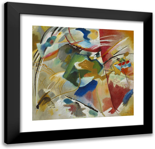 Painting with Green Center 21x20 Black Modern Wood Framed Art Print Poster by Kandinsky, Wassily