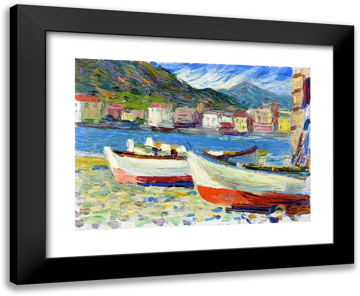 Rapallo Boats 24x20 Black Modern Wood Framed Art Print Poster by Kandinsky, Wassily