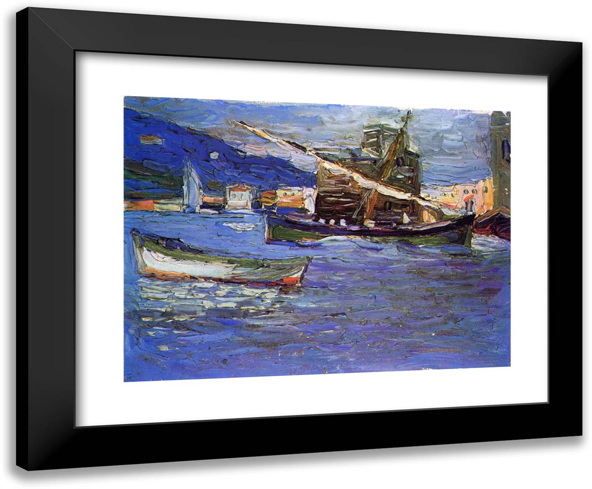 Rapallo Grauer Day 24x20 Black Modern Wood Framed Art Print Poster by Kandinsky, Wassily