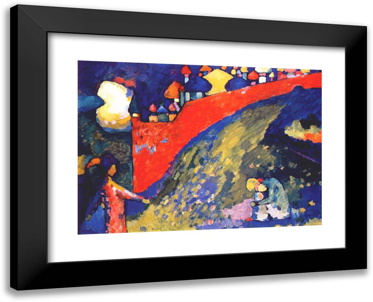 Red Wall Destiny 24x19 Black Modern Wood Framed Art Print Poster by Kandinsky, Wassily