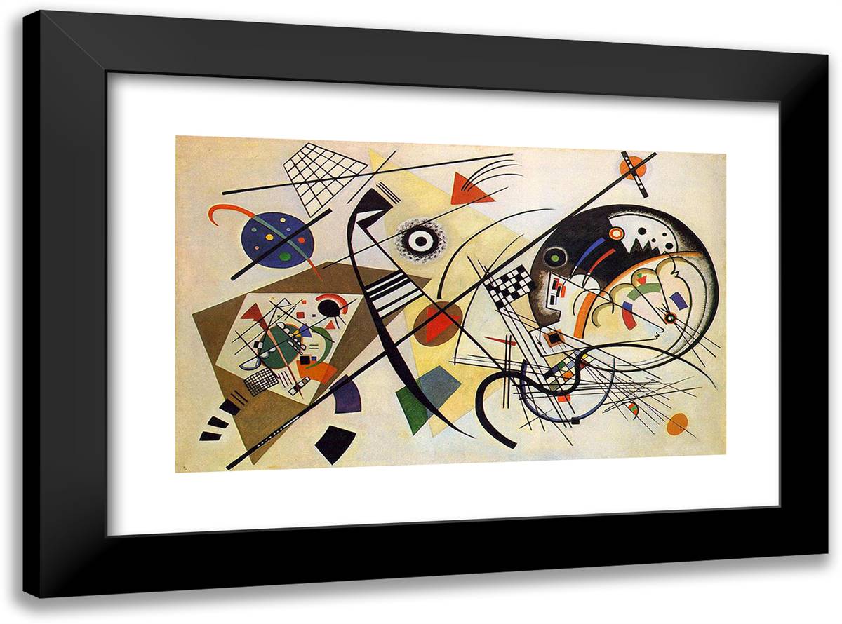 Transverse Line 24x18 Black Modern Wood Framed Art Print Poster by Kandinsky, Wassily