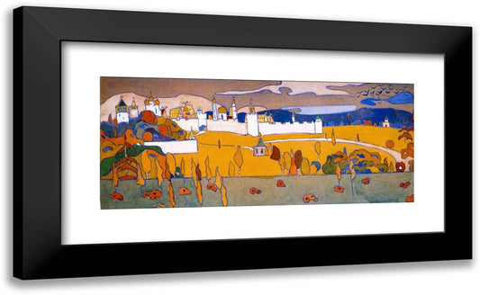 Walled City in Autumn Landscape 24x15 Black Modern Wood Framed Art Print Poster by Kandinsky, Wassily