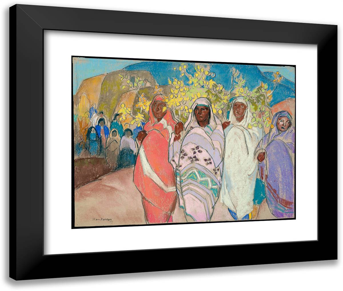 Sunset Dance Before the Rose, Taos 24x20 Black Modern Wood Framed Art Print Poster by Pen, William