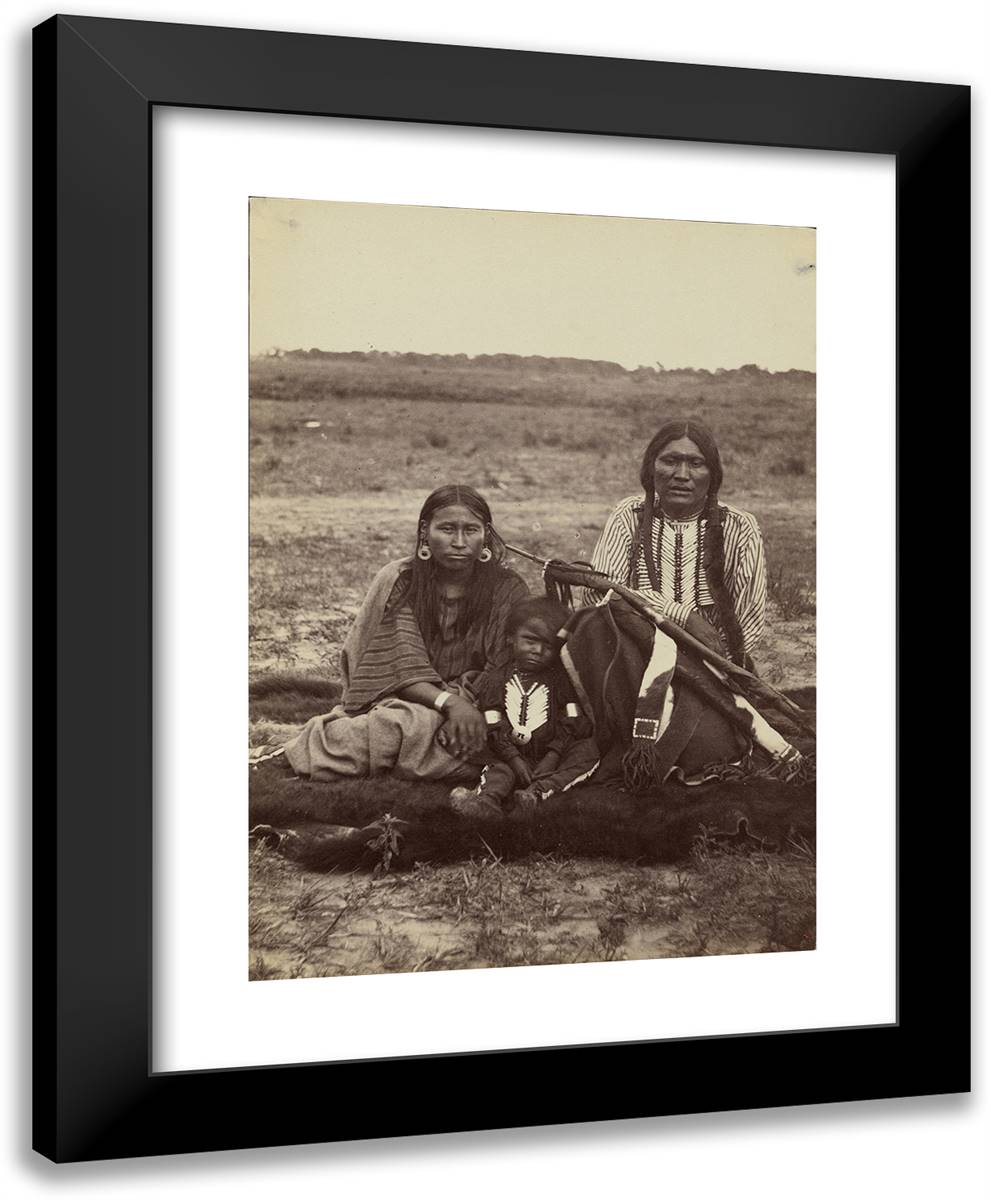 Arapaho Chief Powder Face, His Squaw, and Their Son 19x24 Black Modern Wood Framed Art Print Poster by Soule, William