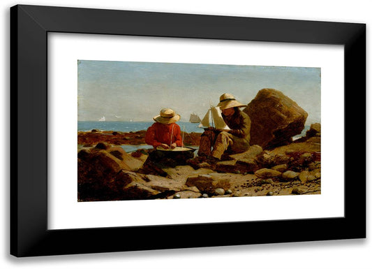The Boatbuilders 24x17 Black Modern Wood Framed Art Print Poster by Homer, Winslow