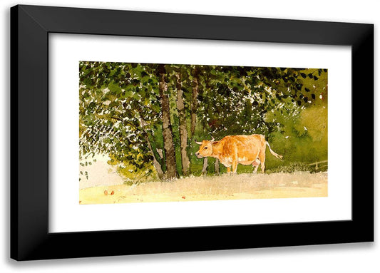 Landscape with Cow 24x17 Black Modern Wood Framed Art Print Poster by Homer, Winslow