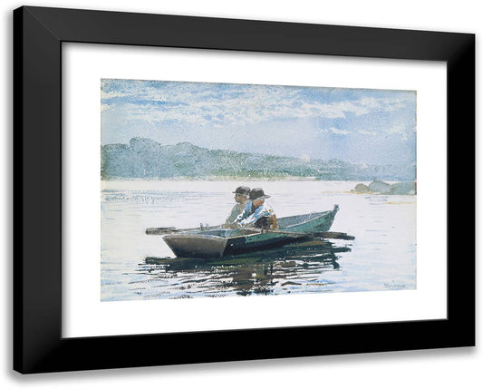 Two Boys Rowing 24x19 Black Modern Wood Framed Art Print Poster by Homer, Winslow
