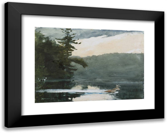 Deer in the Adirondacks 24x19 Black Modern Wood Framed Art Print Poster by Homer, Winslow