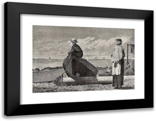 Dad's Coming! 24x19 Black Modern Wood Framed Art Print Poster by Homer, Winslow