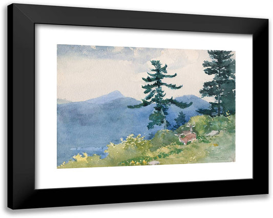 North Woods Club, Adirondacks (The Interrupted Tete-A-Tete) 24x19 Black Modern Wood Framed Art Print Poster by Homer, Winslow