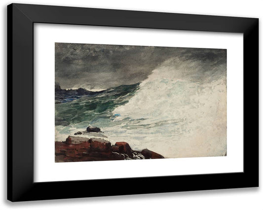 Prout's Neck, Breaking Wave 24x19 Black Modern Wood Framed Art Print Poster by Homer, Winslow