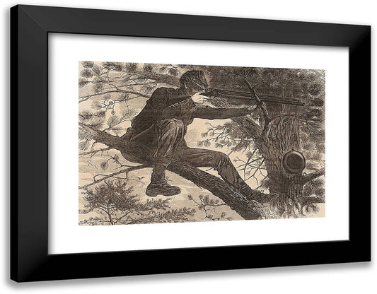 The Army of the Potomaca Sharp-Shooter on Picket Duty 24x19 Black Modern Wood Framed Art Print Poster by Homer, Winslow