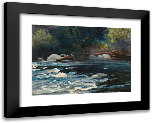 The Rapids, Hudson River, Adirondacks 24x19 Black Modern Wood Framed Art Print Poster by Homer, Winslow
