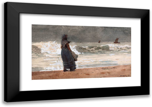 The Watcher, Tynemouth 24x17 Black Modern Wood Framed Art Print Poster by Homer, Winslow