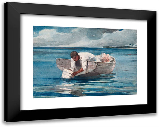 The Water Fan 24x19 Black Modern Wood Framed Art Print Poster by Homer, Winslow