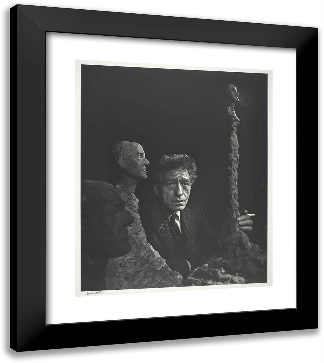 Alberto Giacometti 20x23 Black Modern Wood Framed Art Print Poster by Karsh, Yousuf