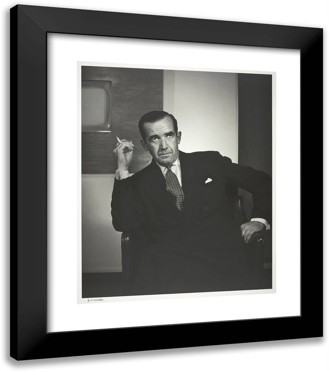 Edward R. Murrow 20x23 Black Modern Wood Framed Art Print Poster by Karsh, Yousuf