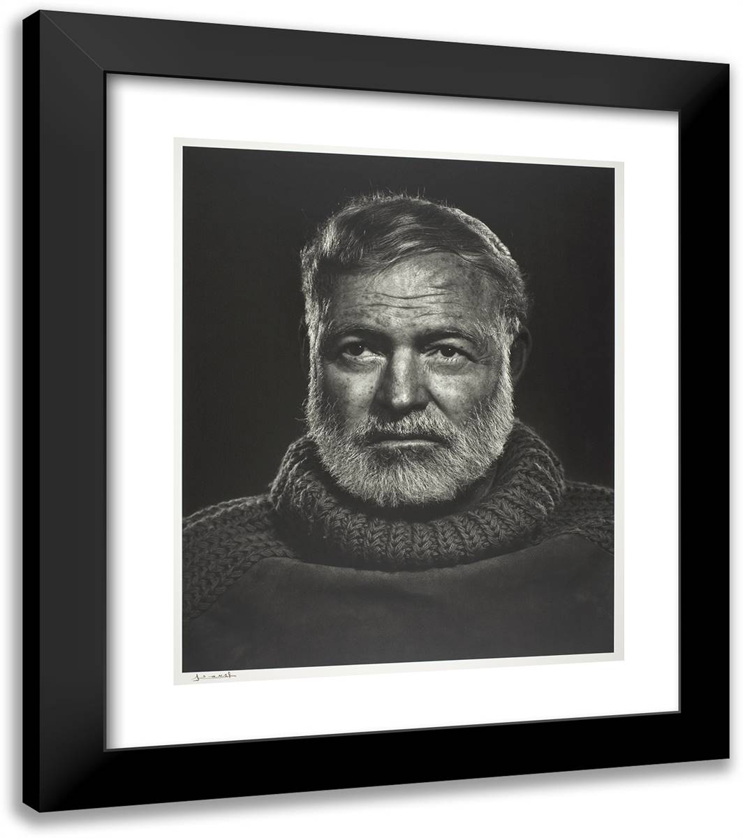 Ernest Hemingway 20x23 Black Modern Wood Framed Art Print Poster by Karsh, Yousuf