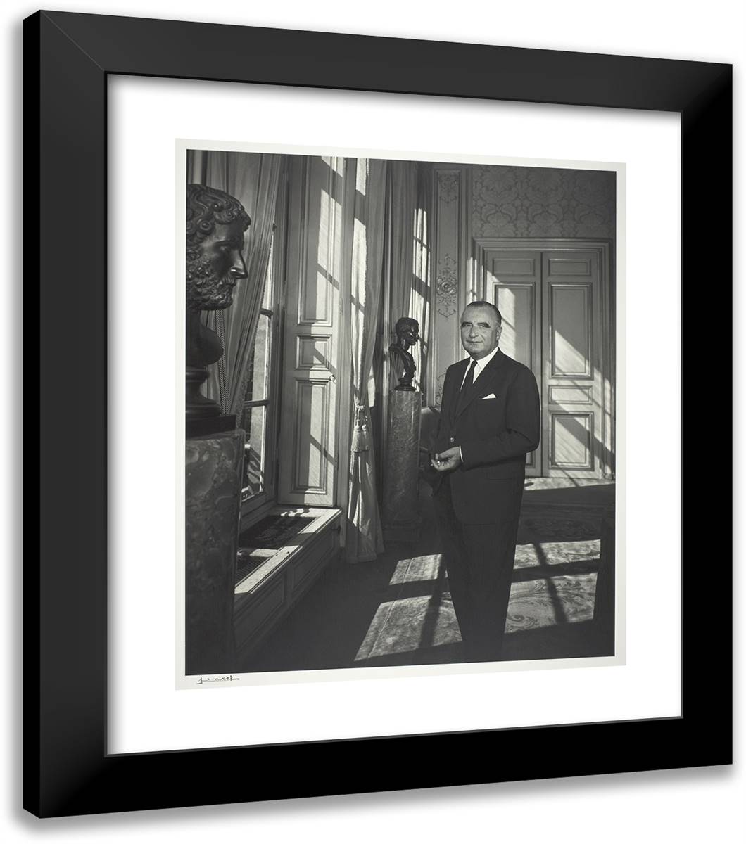 Georges Pompidou 20x23 Black Modern Wood Framed Art Print Poster by Karsh, Yousuf