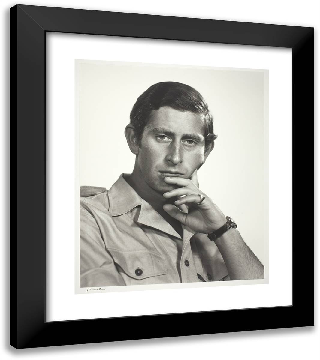 H.R.H. Prince Charles 20x23 Black Modern Wood Framed Art Print Poster by Karsh, Yousuf
