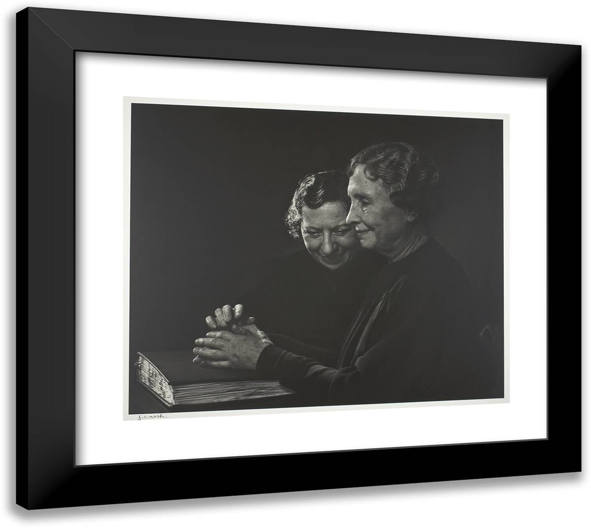 Helen Keller with Polly Thompson 22x20 Black Modern Wood Framed Art Print Poster by Karsh, Yousuf